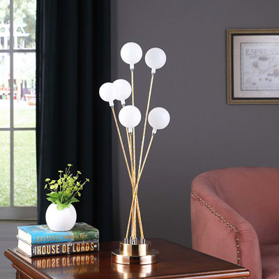 Lampe de table sphérique en aluminium chromé 27 lumières 27,5 po Aluminun