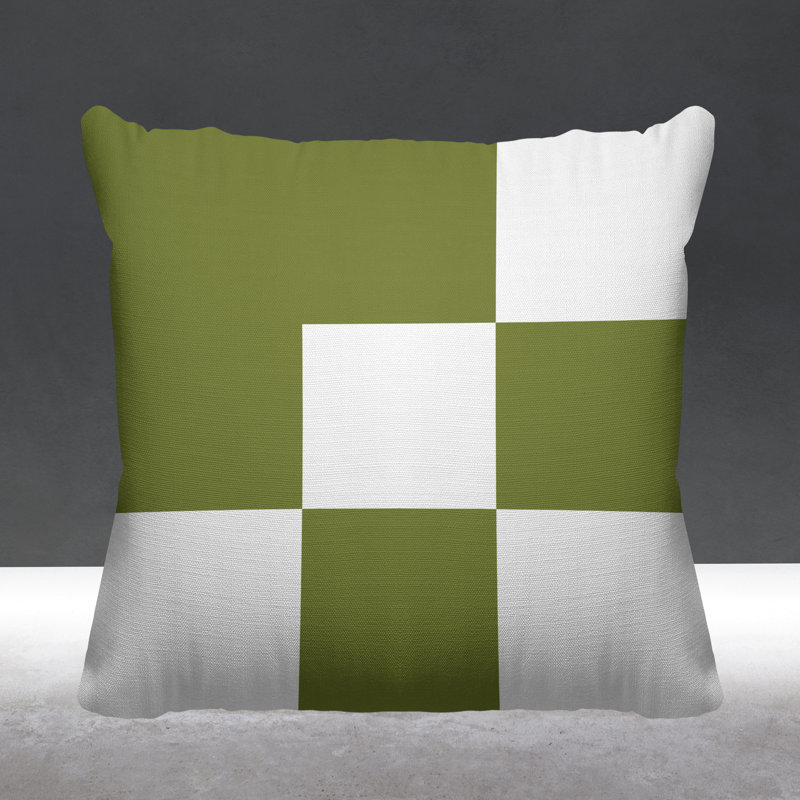 Coussin décoratif intérieur / extérieur Marcia, L 17 po x H 17 po, Vert olive