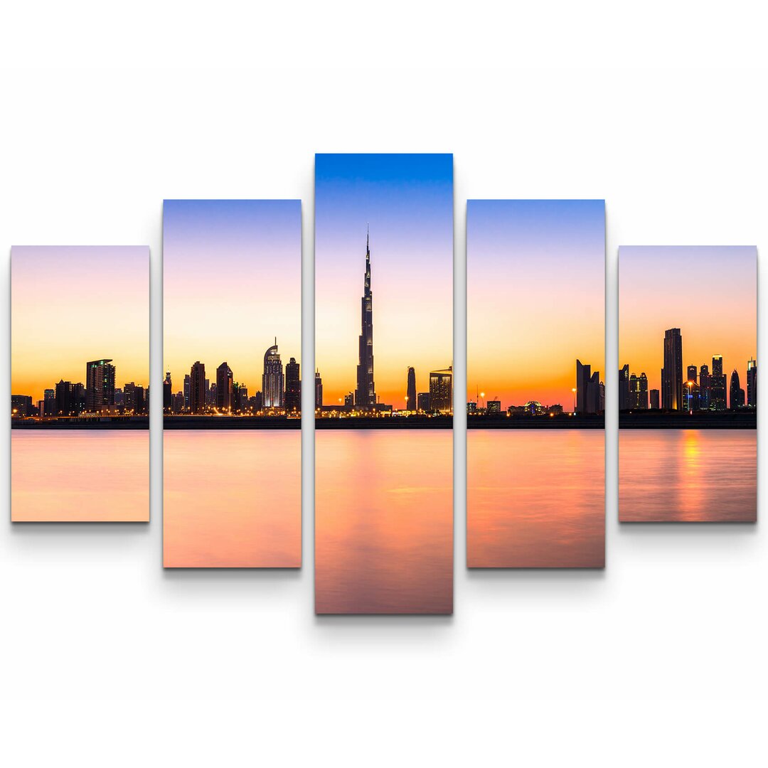 5-tlg. Leinwandbilder-Set Burj Khalifa in der Sonne