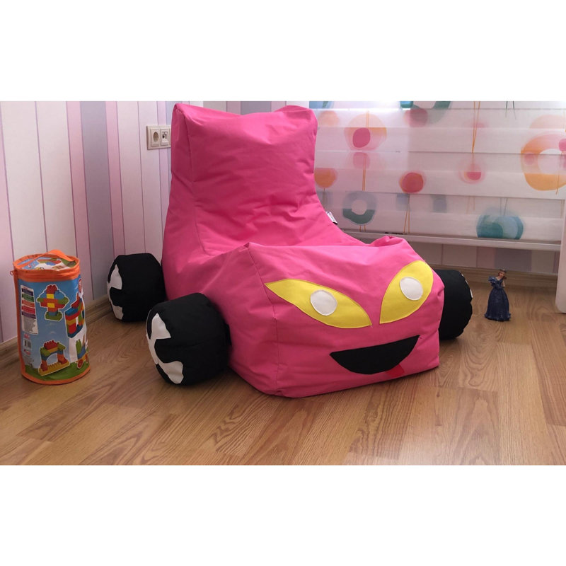 Fauteuil à billes rose confortable de 35,4 po x 27,6 po x 35,4 po | 100% polyester, tissu imperméable, housse zippée amovible | Rempli de mousse de styromousse recyclée pour une détente ultime | Parfait pour les enfants et les adolescents