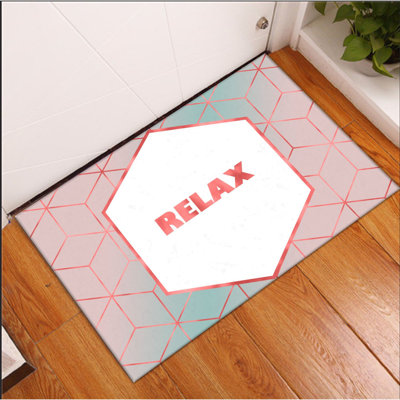 Tapis rose / blanc / bleu à motif géométrique rectangulaire tissé à la machine 1 pi 8 po x 2 pi 7 po Edwynn