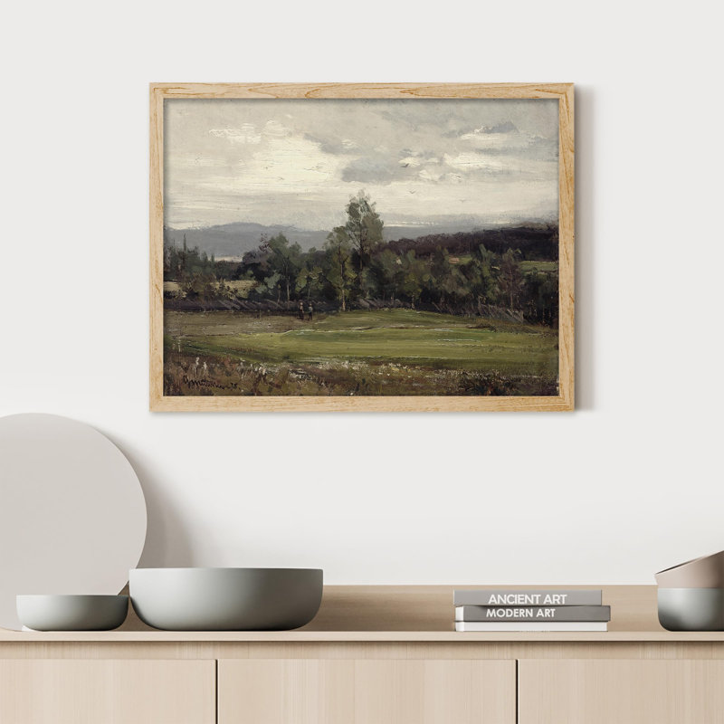 «Country Field Green Forest Cloudy Sky» sur papier, Naturel, H 11 po x l 14 po