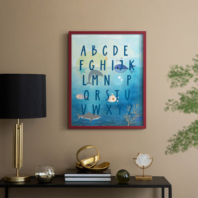 «Underwater Alphabet», reproduction encadrée - bois massif