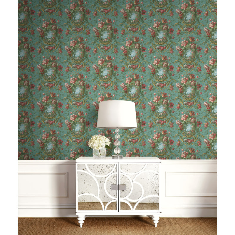 Annada Floral Double Roll, Green/Red