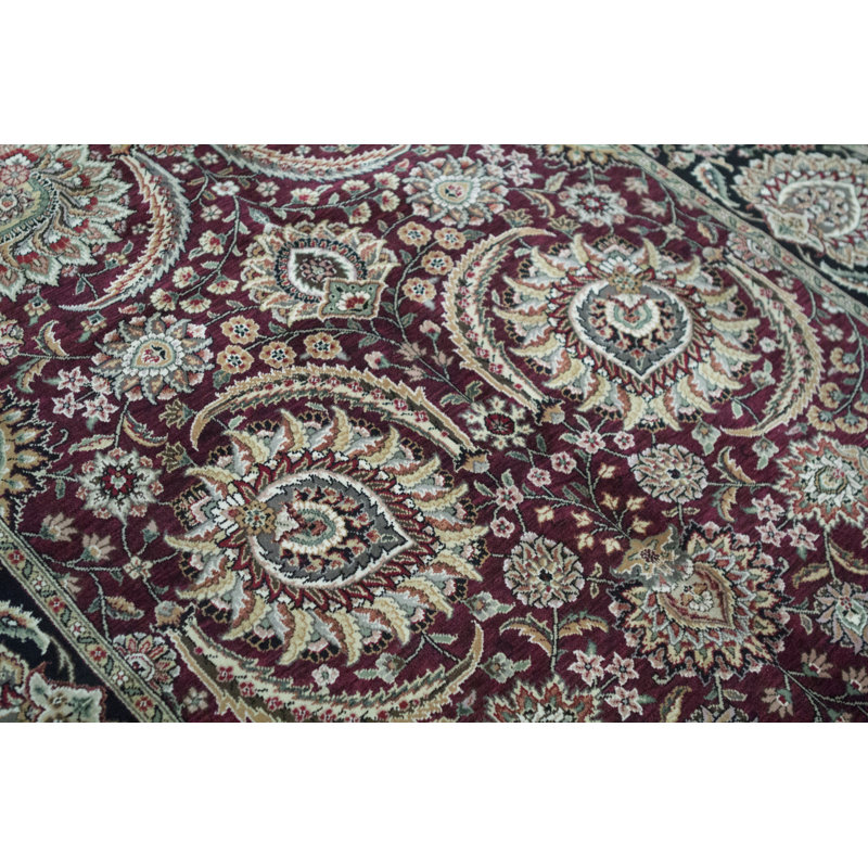 Tapis rouge et brun noué à la main de haute qualité
