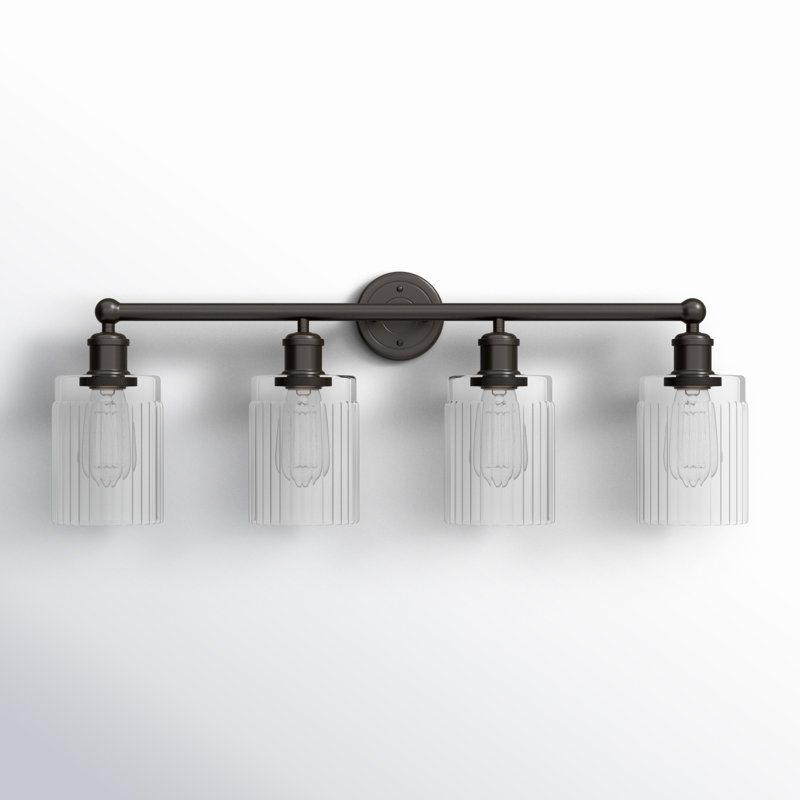 Éclairage pour meuble-lavabo à 4 lumières à intensité variable Kamena, Transparent, Bronze huilé