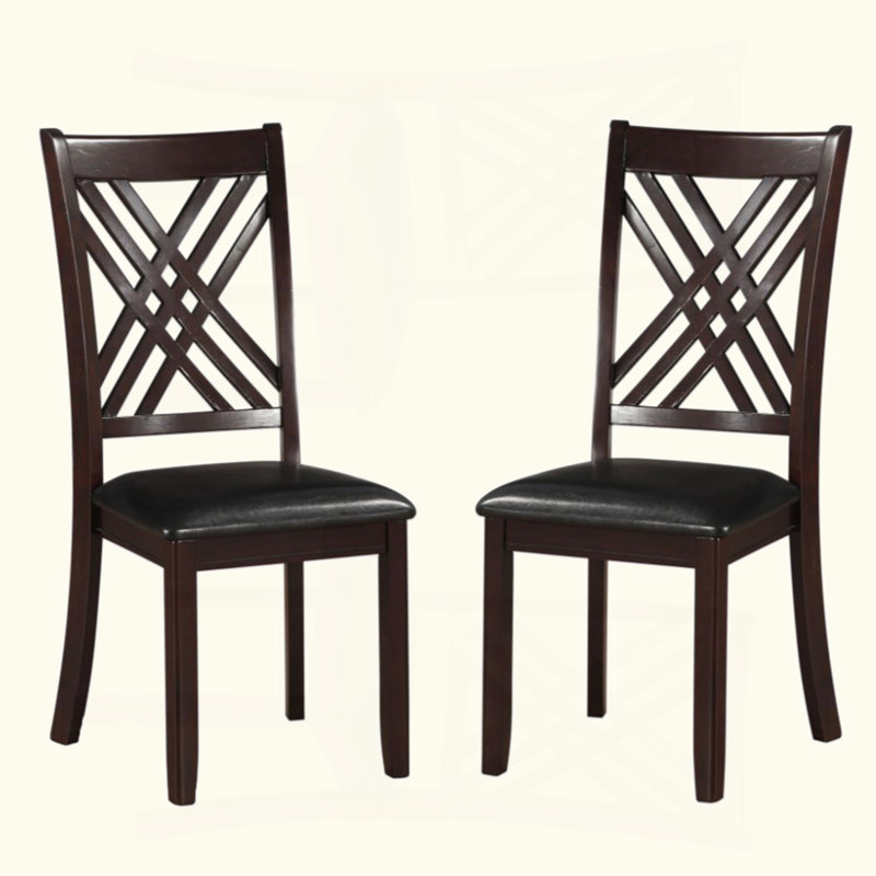Ensemble de 2 chaises d'appoint avec siège rembourré en polyuréthane, noir et espresso
