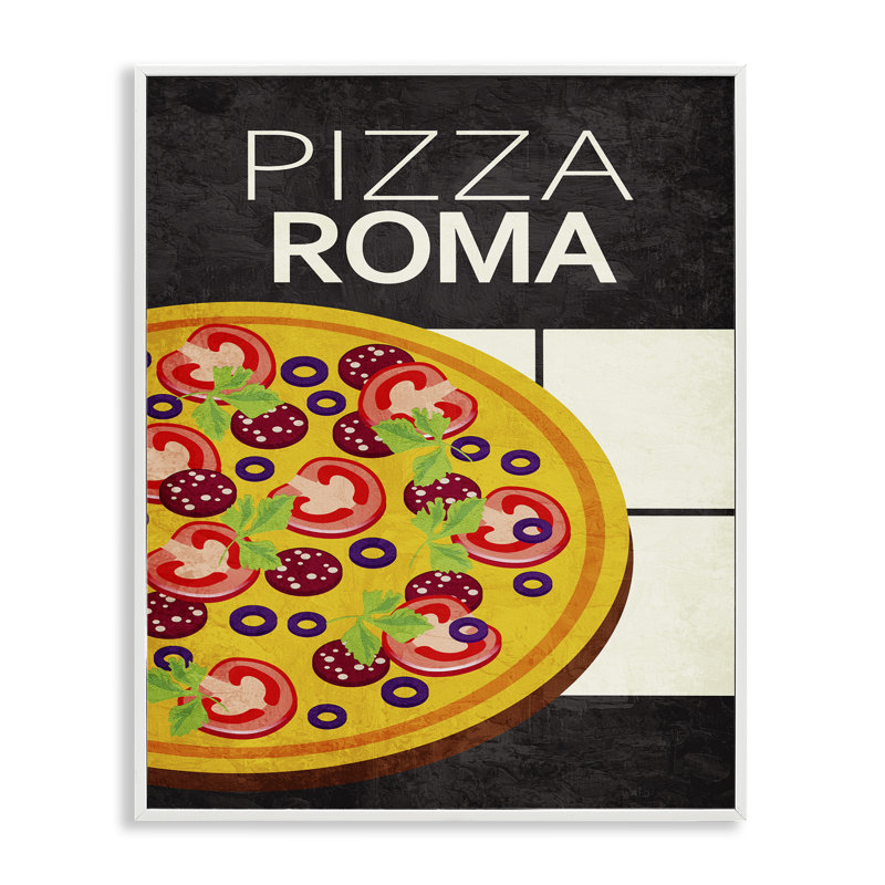 Giclée de cuisine classique Pizza Roma, design par Kim Allen, H 20 po x l 16 po, Estampe numérique encadrée blanc bord de mer