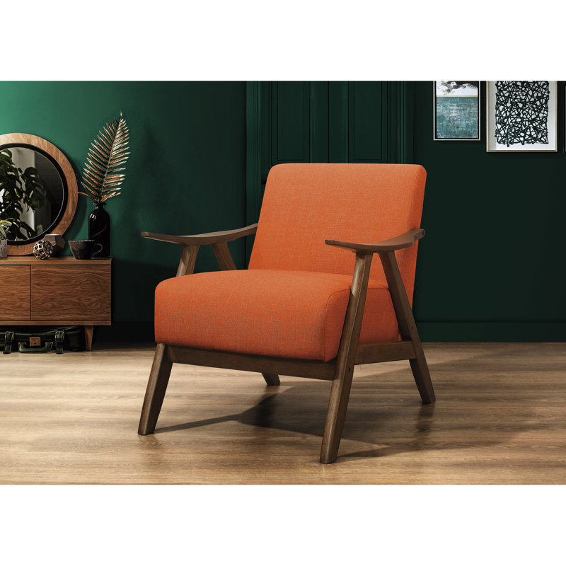 Mobilier en bois d'hévéa massif de couleur orange recouvert de tissu 1pc