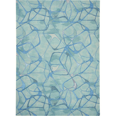 Tapis bleu moderne 3 pi 9 po x 5 pi 9 po Corrigan Studio®
