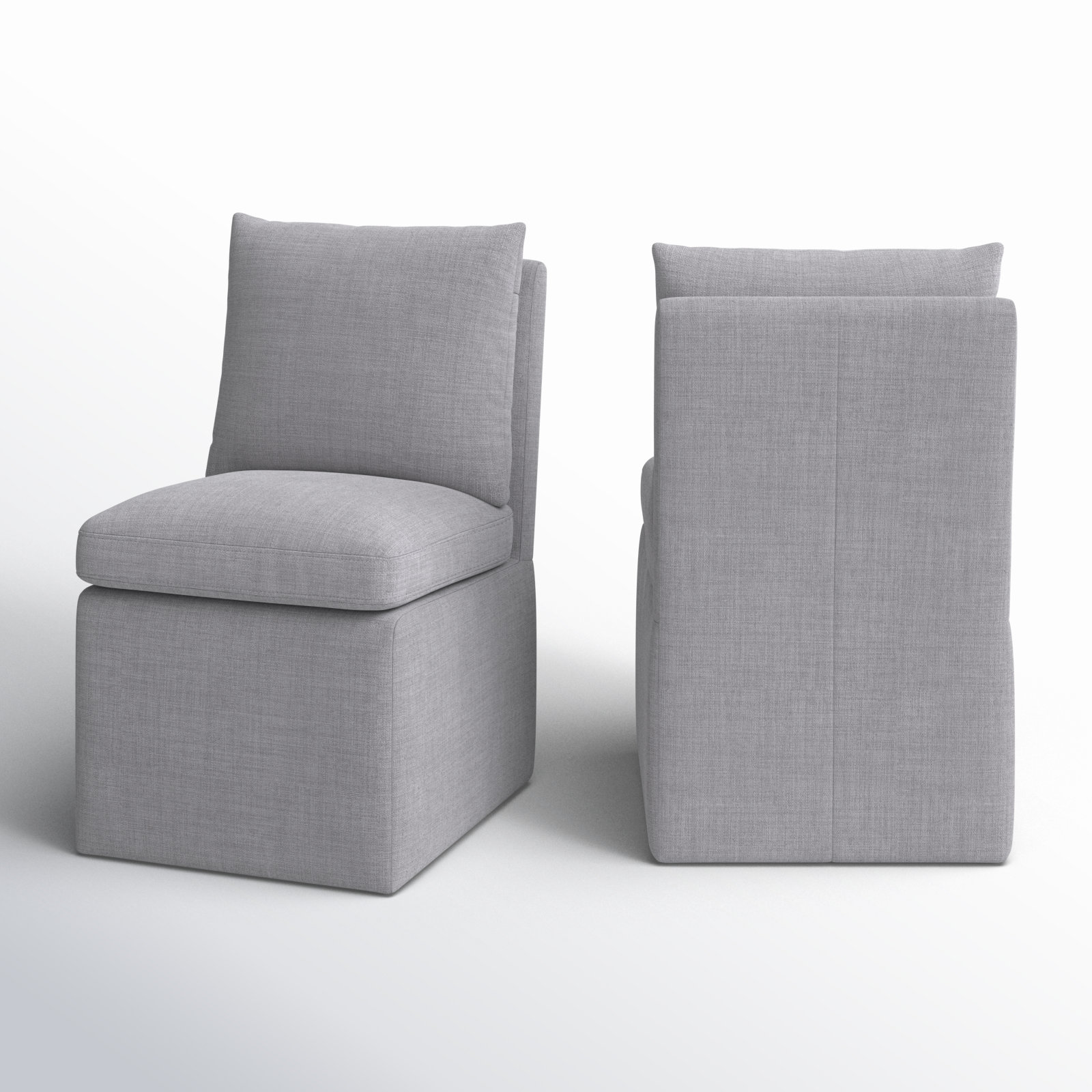 Alayaa Upholstered Dining Chair with Casters, Effie Gray Performance Linen