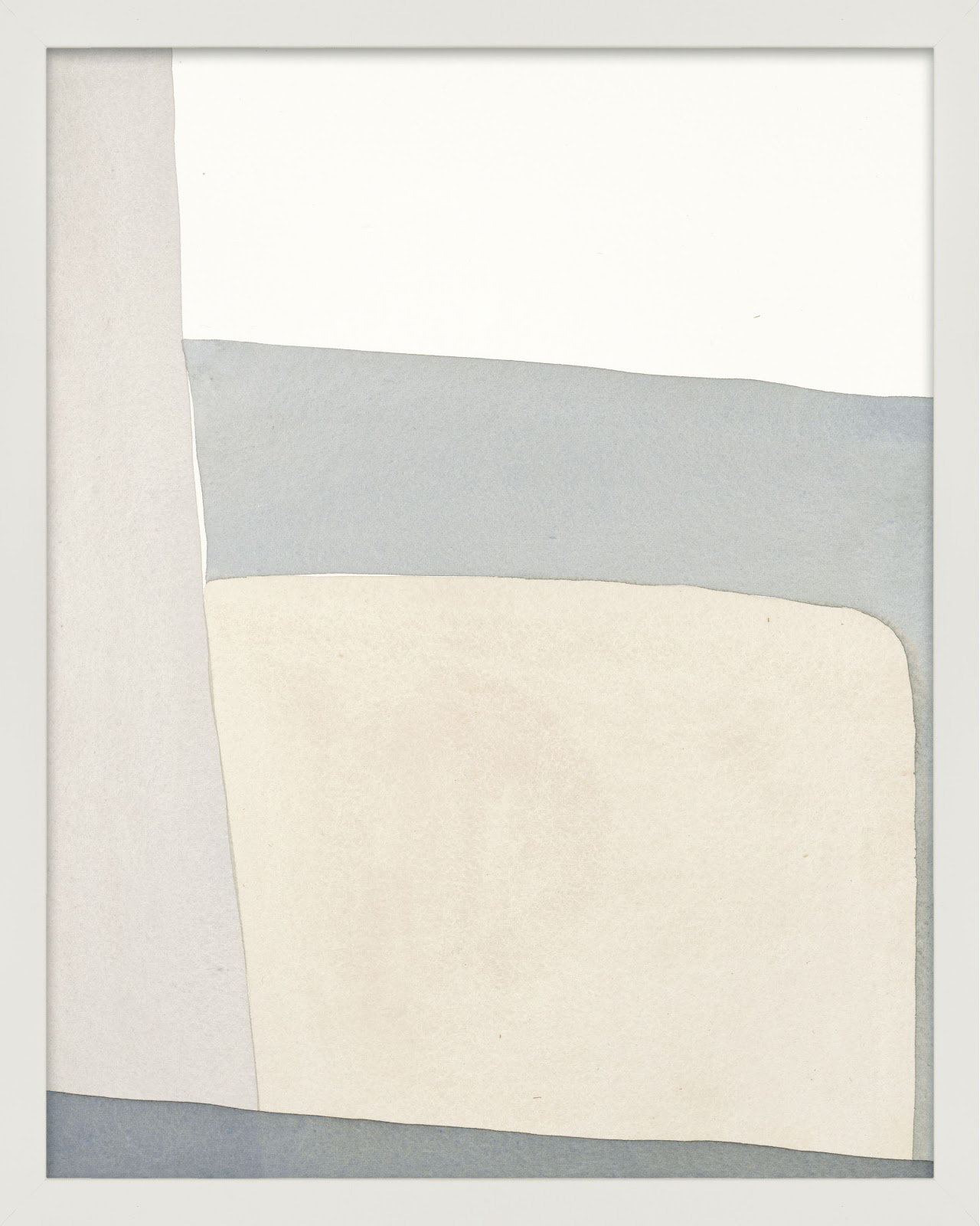 Simple Grey Painting by Julia Balfour, White Framed Paper, 20" H x 16" W x 1.25" D
