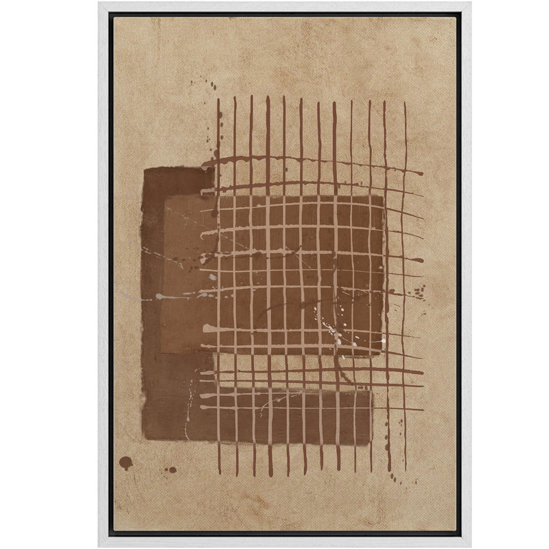 Brown Geometric Line Illustrations Rustic Abstract Shapes, White, 36" H x 24" W