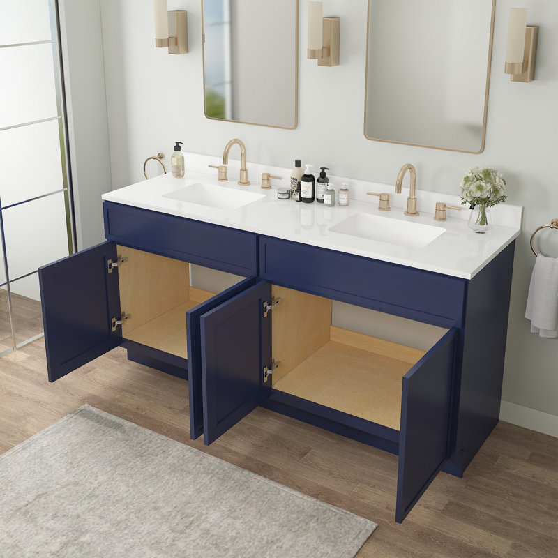 Base de meuble-lavabo double 66 po seulement, Bleu