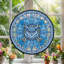 Vitrail Hibou bleu ， 12 po-171356735