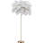 Feather Floor Lamp With Fluffy Ostrich Feathers, Rose Gold Body, And Adjustable LED Lighting
