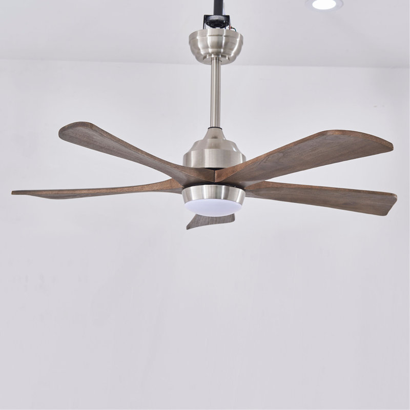 Ventilateur de plafond de 42 po à 5 pales en bois massif avec lumières avec télécommande, ventilateur de plafond silencieux à 3 pales à moteur à 6 vitesses, ventilateur de plafond réversible, pour salon de patio, chambre à coucher, bureau, intérieur.