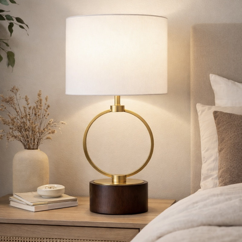 Blagiu METAL CIRCULAR TABLE LAMP WITH CYLINDER SHADE