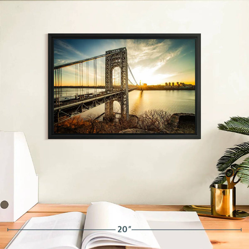 Pont George Washington NJ, Cadre flottant noir, 13 po x 9 po