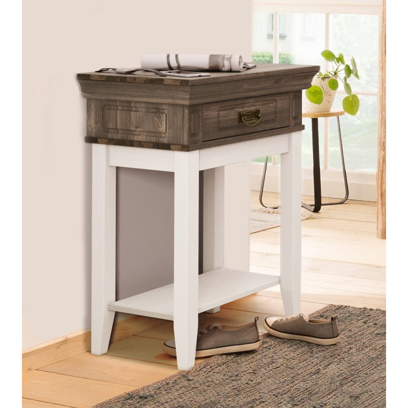 Lewistown 58cm Solid Wood Console Table, White, Grey