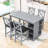 Devra 5-Piece Dining Set, Counter Height Wooden Table with 3-Tier Storage and Upholstered Chairs-1270613528