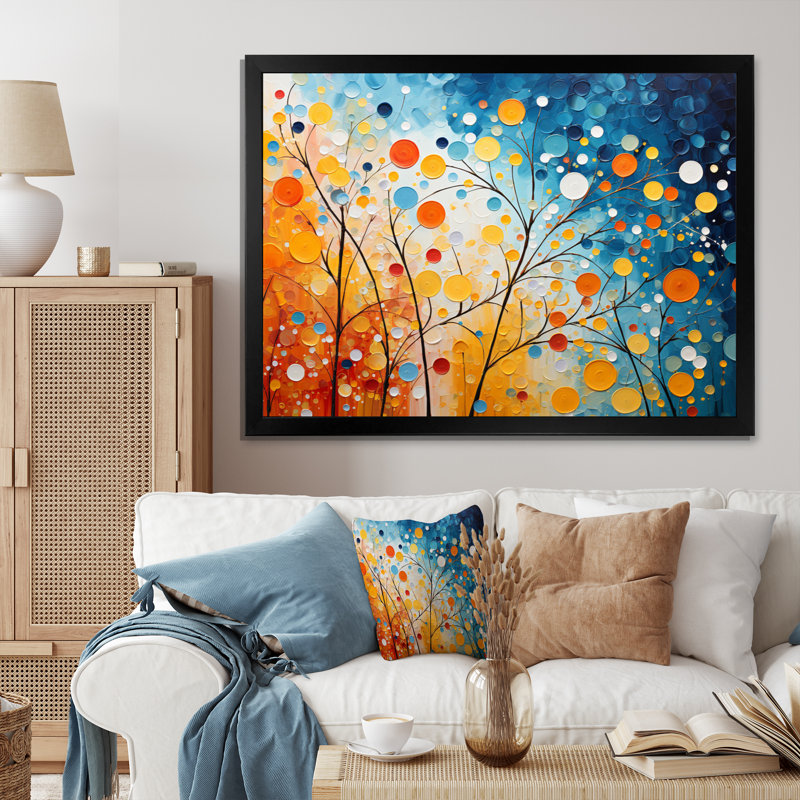 Energy Pointillism - Art mural en marbre abstrait, salon, H 30 po x l 40 po x P 1,5 po, Cadre photo noir