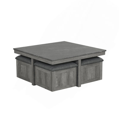 Ensemble de 5 tables basses grises 5 pièces Carré