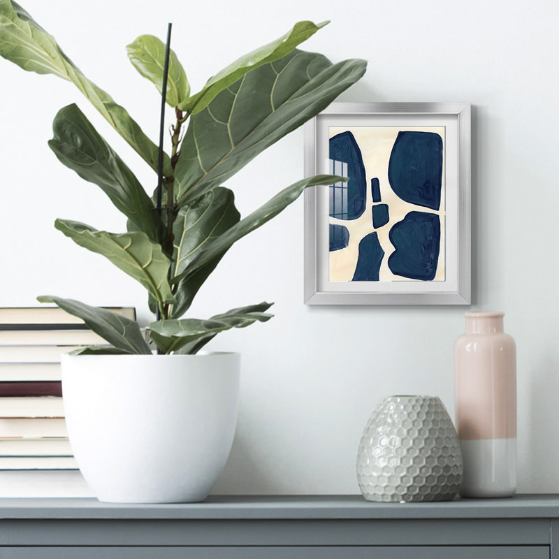 Blue Pieces II -Framed Print, 25.5'' H x 17.5'' W, Silver