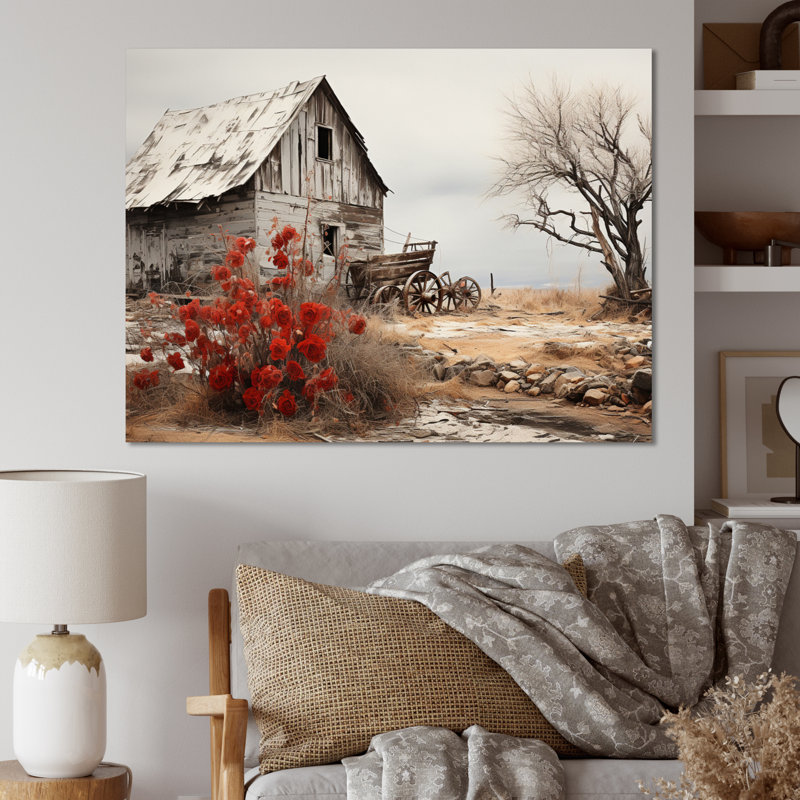 Red Farmhouse Rustic Elegance I - Print, 34" H x 44" W, No Frame, Wrapped Canvas