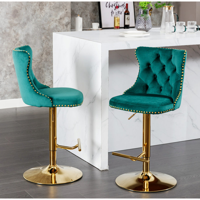 Tabouret Ilyass, Vert, Or, 2