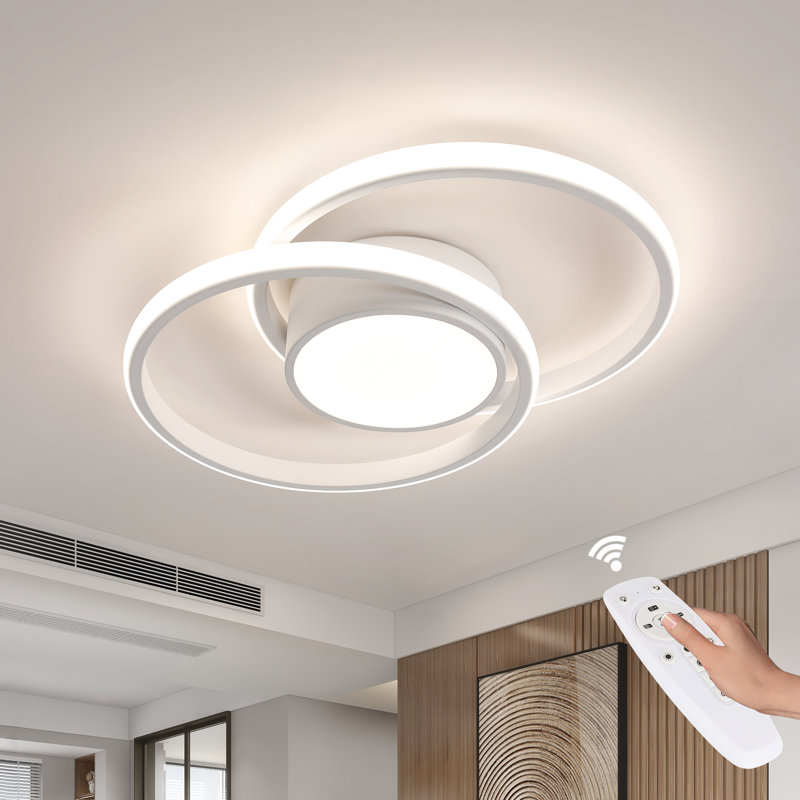 Audriauna 2-Light Dimmable Flush Mount Ceiling Light with Remote Control
