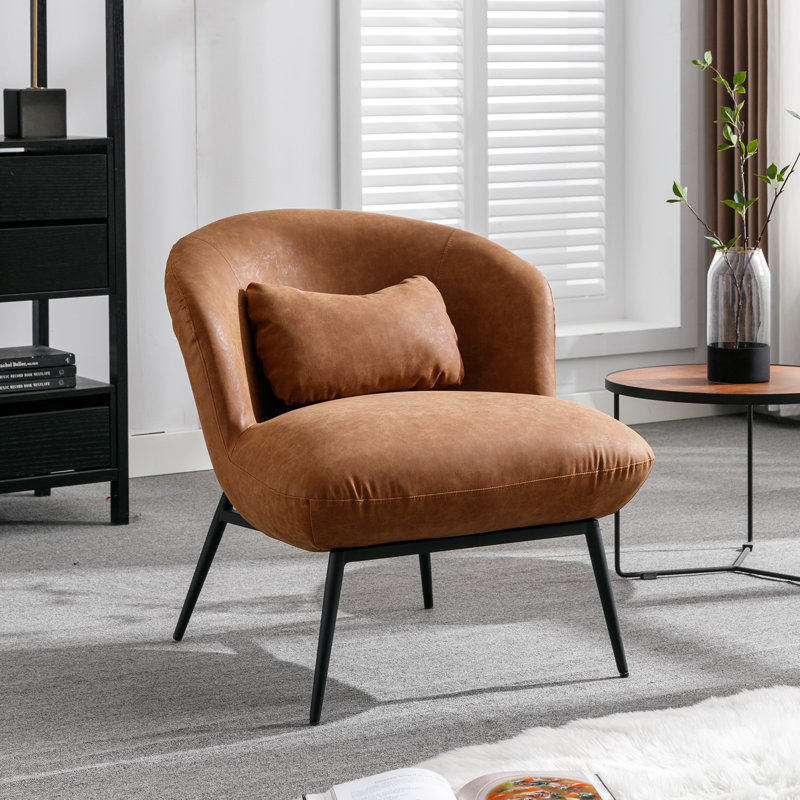 Chaise d'appoint rembourrée avec pieds en métal, Brun