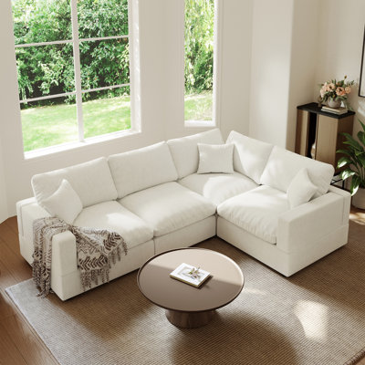 Upholstered Cloud Couch, Modular Sectional Sofa L-shaped Couch for Living Room Bedroom