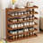 1pc 6-layer Space-saving Bamboo Shoe Rack - Multi-layer, Freestanding Organizer With Wood Grain Finish For Dorms & Entryways, Easy Assembly, Brown