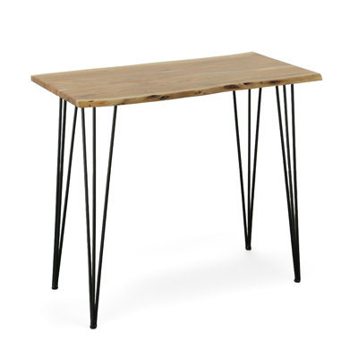 Lylo Solid Wood Top Metal Base Dining Table
