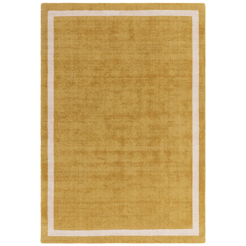 Anyi Bordered Handmade Yellow Area Rug, Rectangle 160 x 230cm