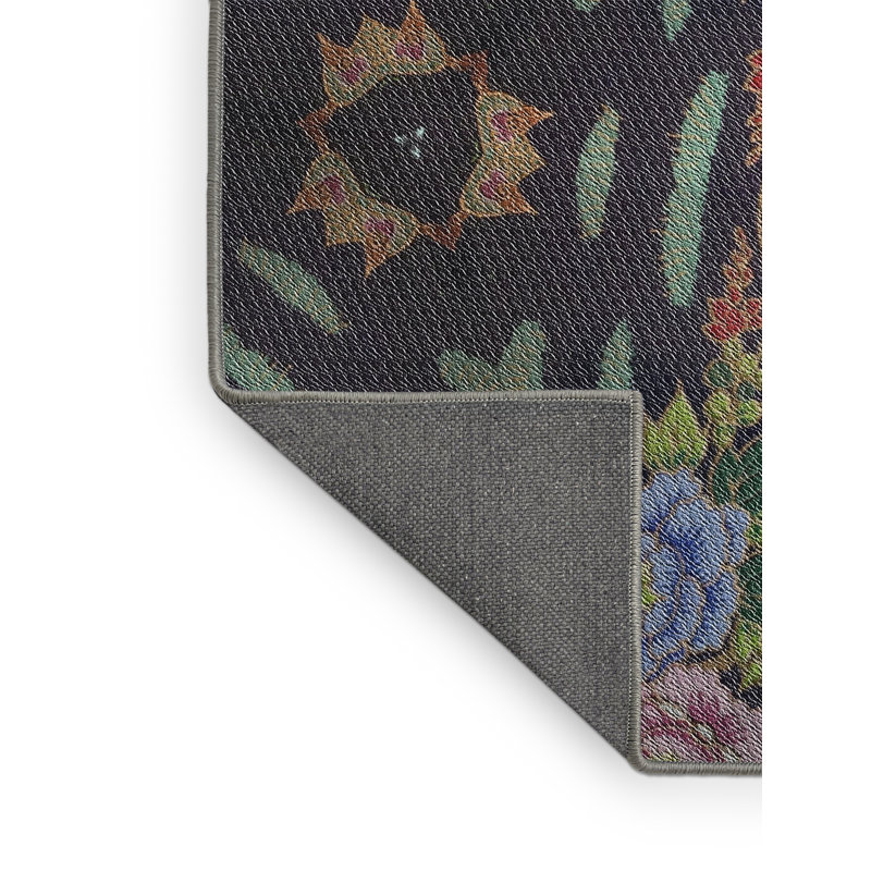 Tapis vert/bleu/gris tissé à la machine, Rectangle 5 pi x 7 pi