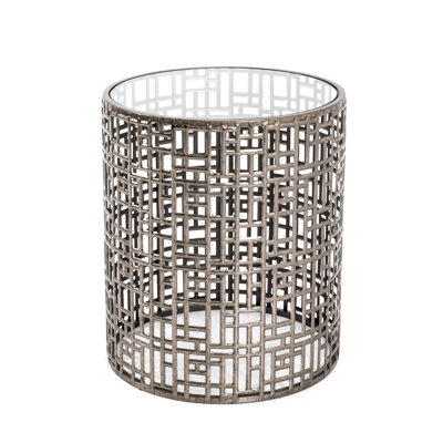 Mercy Glass Top Drum End Table