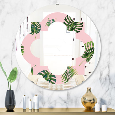 Quatrefoil Palm Leaves Coastal Wall Mirror