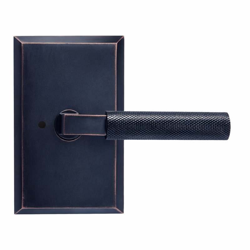 Levier d'intimité moleté Bravura 846-G1 sur rosette rectangulaire biseautée en bronze huilé