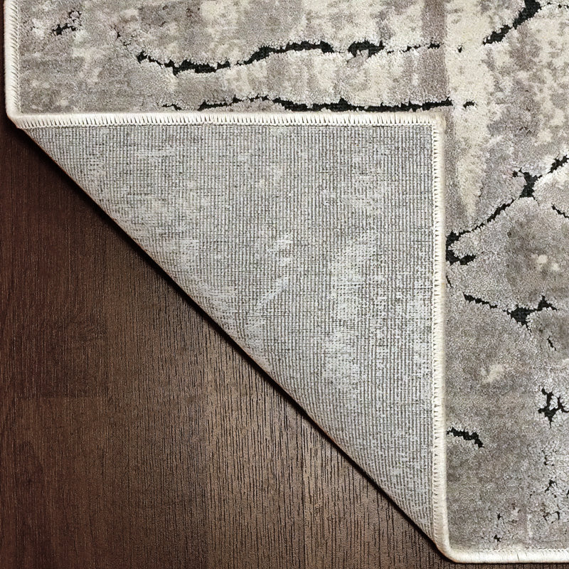 Tapis ivoire / gris Marcia, Rectangle 6 pi 7 po x 9 pi 6 po
