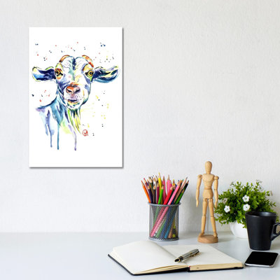 The Happy Goat by Lisa Whitehouse - Wrapped Canvas Painting