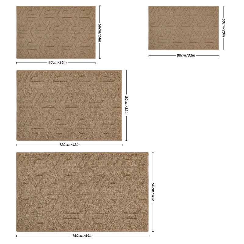 Tapis d'entrée antidérapant Ebern Designs, L 32 po x L 47 po, Brun