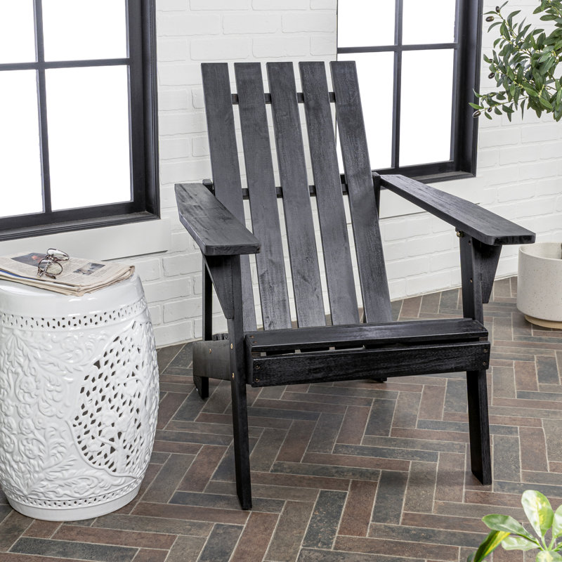 Avemaria Acacia Outdoor Adirondack Chair, Black