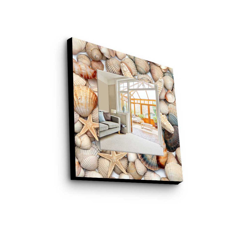 Élégant miroir décoratif avec cadre 100% bois de pin, 19,7 po x 19,7 po | Miroir en verre véritable (épaisseur: 0,2 pouce) | Peinture sur tissu élégante | Parfait pour la décoration intérieure et le vestibule, design durable et chic