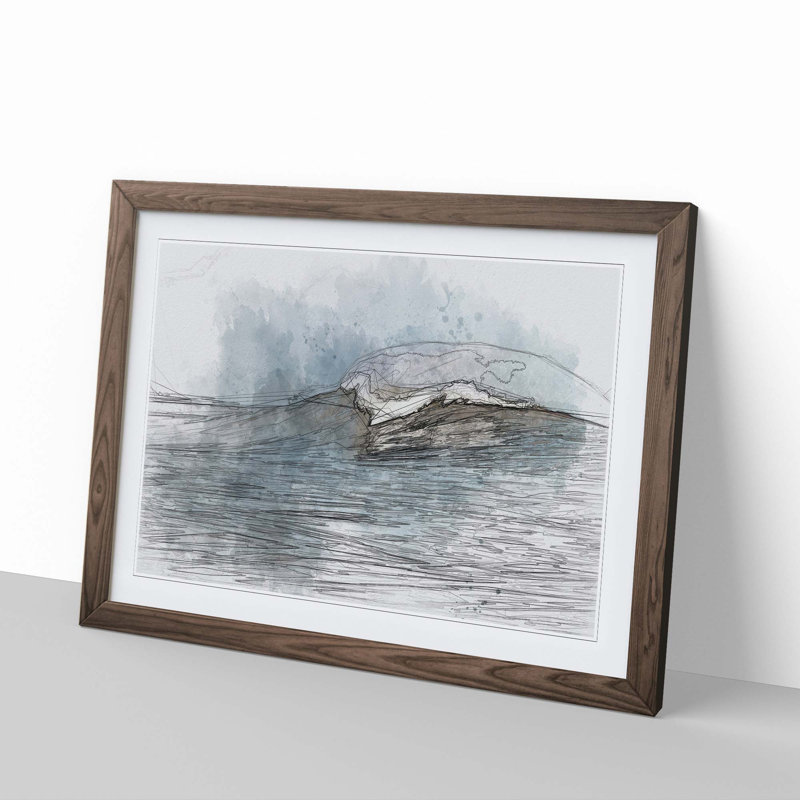 Wave Rising in Abstract - Picture Frame Graphic Art Print, Walnut, 50cm H x 76cm W x 2cm D