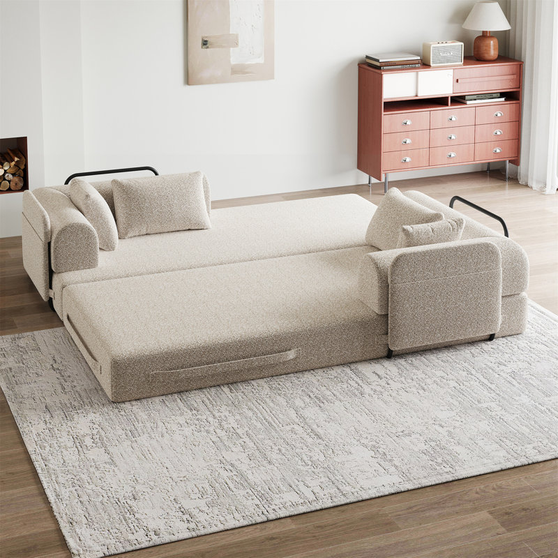 Canapé-lit convertible de 78,7 pouces avec coussin cylindrique, Kaki