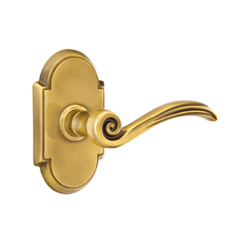 Poignée de porte Elan Passage (Hall & Closet) avec rosette, Gauche, Laiton antique français