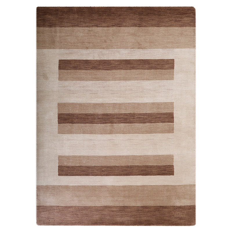 Abbygayle Hand Knotted Loom Wool Eco-Friendly Area Rugs - Rectangle, Brown Light Beige Color, Contemporary Modern Design, High Pile Thick Handmade Anti Skid Area Rugs for Living Room, Bed