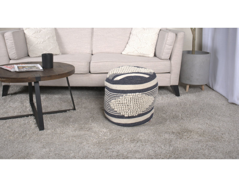 Pouf cylindrique en tissu Diamond, Grey/Navy